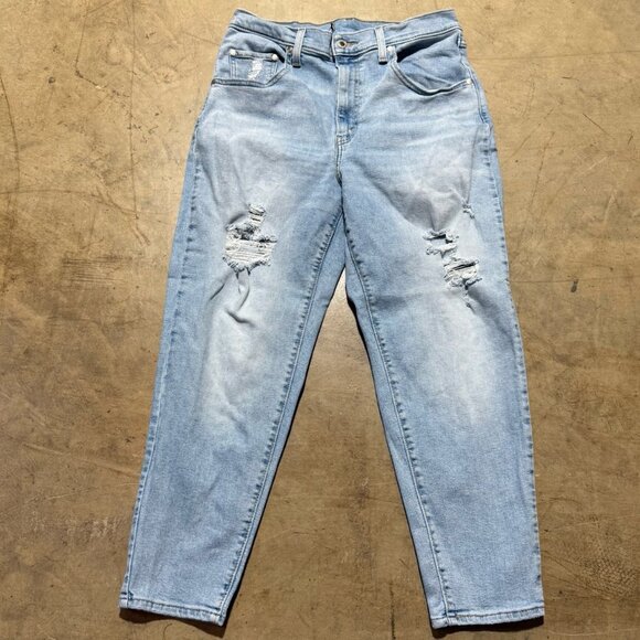 Levis Silver Tab Mom Jeans Womens 31x27 Blue Denim High Rise Medium Wash - Picture 1 of 12
